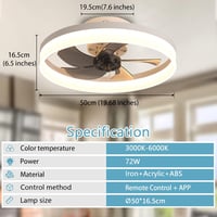 EIDISUNY Modern Mennyezeti Ventilátor LED Világítással - 19" Lapos Dizájn, 72W, Távirányítóval, 3 Színhőmérséklet, Nappali és Hálószoba Vent 6