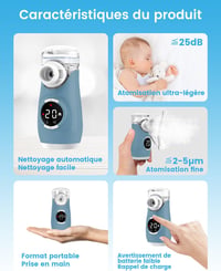 HITHINKMED Ultrahangos Inhalátor - Digitális Kijelzős Porlasztó Gyerekeknek és Felnőtteknek, Automata Tisztító Funkcióval, Hordozható Mesh I 5