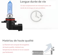 LTONXEN 9012 Hir2 halogén izzó autóhoz és motorhoz, 5000K meleg fehér, 12V 55W, 2db 2