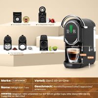 CAPXSNOB Magician1 Mini 5 az 1-ben Kávéfőző - Nespresso, Dolce Gusto, Lavazza Kompatibilis, 20 Bar, LED Kijelző, 7 Vízszint, Kompakt Kapszul - Black 9