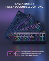 seenda Vezeték Nélküli Billentyűzet-Egér Szett, RGB Háttérvilágítással, Csuklótámasszal, USB/Type-C, Telefontartóval, QWERTZ, PC/Mac 4