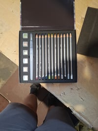 Sada Derwent Graphitint 19-dielna, mix médií – 12 vodou riediteľných farebných ceruziek (4 mm jadro), 6 ks – 2 farby chýbajú (stav: pozri 2. obrázok) 2