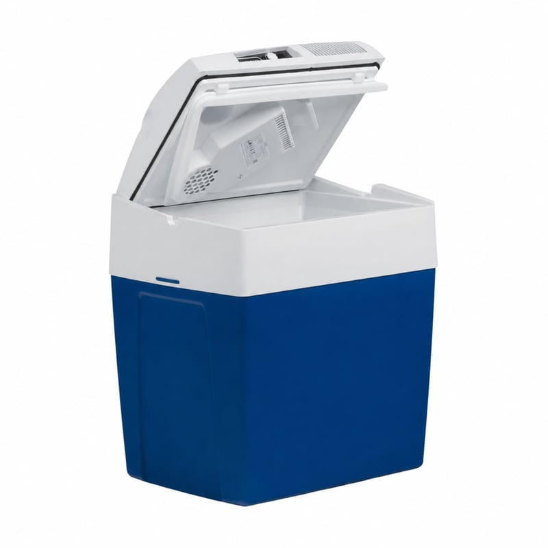 Elektrická chladiaca taška Mobicool ME27, 26 l, modrá, 12 V a 230 V, do auta a na kempovanie, režim Eco/Max – zlomená rukoväť (stav: pozri 2. obrázok)
