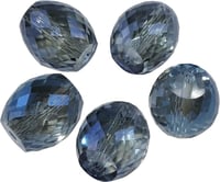 Kék facettált üveggyöngy szett (5db) - 12x13mm ellipszis, varráshoz, ékszerkészítéshez 1