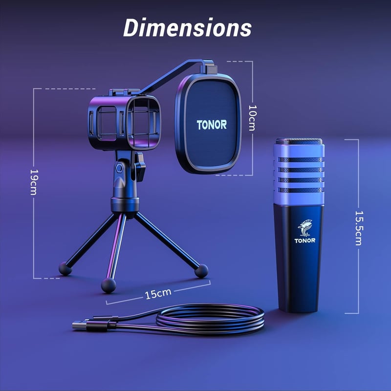 TONOR RGB USB Gamer Mikrofon Szett Állvánnyal - PC, PS4, PS5 Kompatibilis
