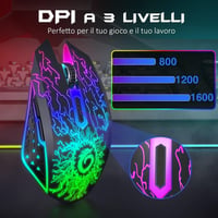 VersionTECH Vezeték Nélküli RGB Gamer Egér - Újratölthető, Csendes, 3 DPI Fokozat 3