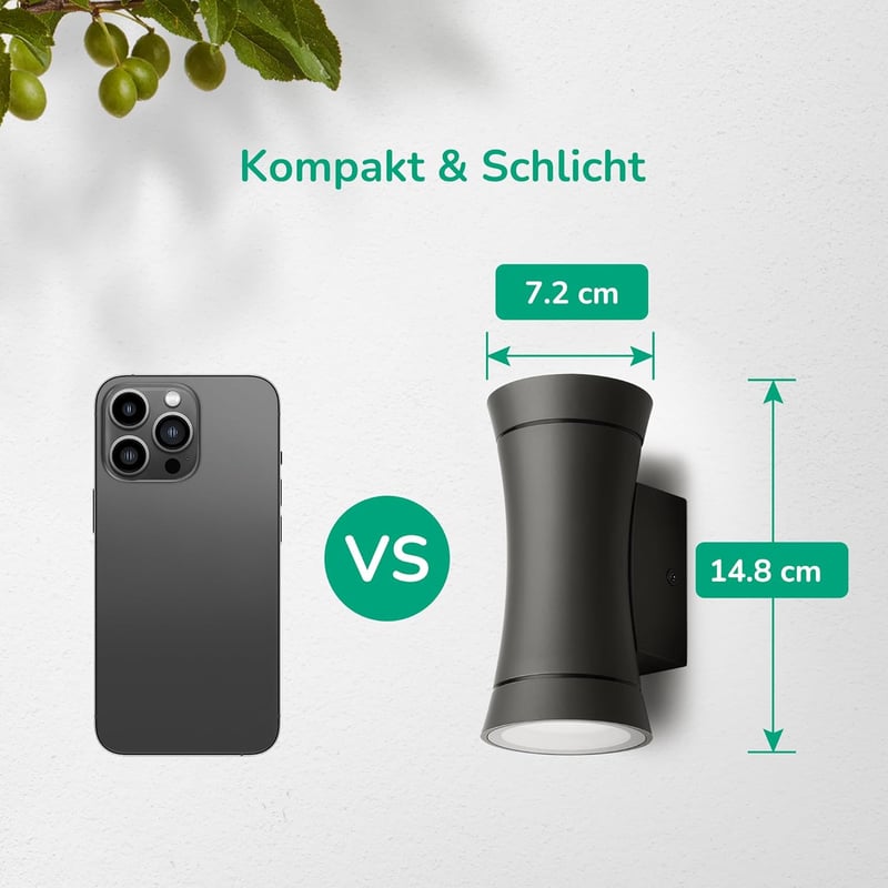 EDISHINE Kétirányú LED Kültéri-Beltéri Fali Lámpa, Sötétszürke Fém, IP44 Vízálló, GU10 Foglalat, Modern Terasz Erkély Világítás