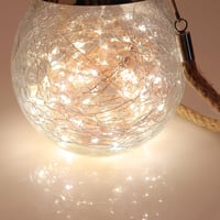 Napelemes kültéri fényfüzér, 2x17m, 150 LED, meleg fehér, vízálló, 8 üzemmód 7