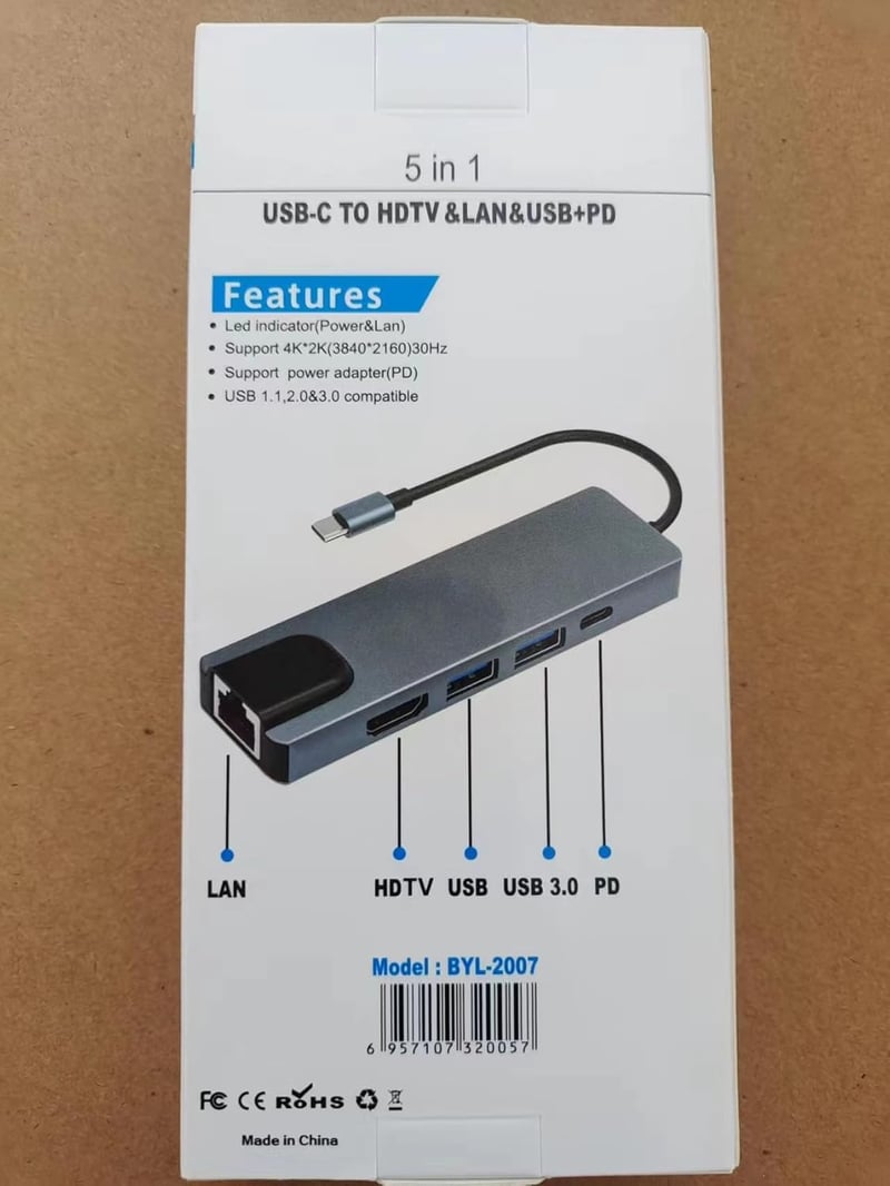 Macbook 5 az 1-ben USB-C Hub: 4K HDMI, Ethernet, 100W PD, iPad kompatibilis