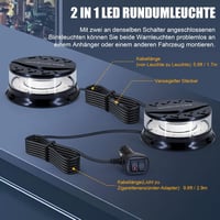Dinfu LED Forgó Jelzőfény 12V - Mágneses Tetőlámpa 16 Üzemmóddal, 3 Színben, Vízálló, Autó, Traktor, Teherautó, SUV Járművekhez, 3m Kábellel 5