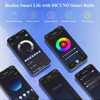 DiCUNO B22 Okos LED Izzó 9W - WiFi Vezérelhető, Melegfehér-Hidegfehér, RGBCW Színváltós, Alexa/Google Kompatibilis, Hub Nélküli, 2 db Csomag 5