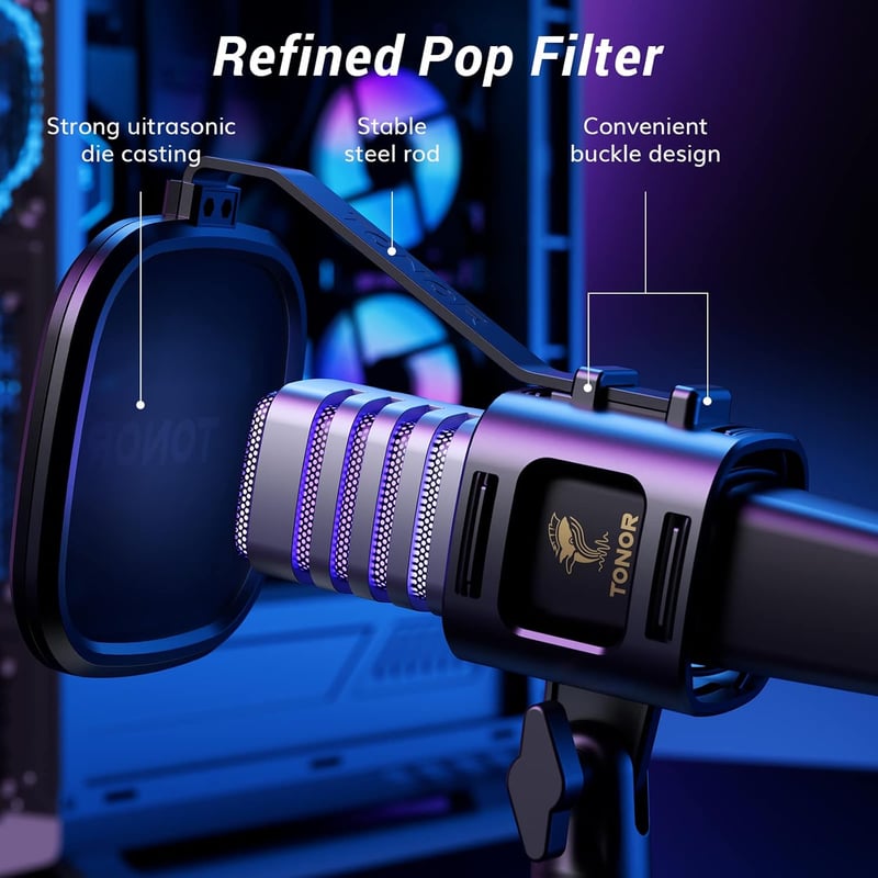 TONOR RGB USB Gamer Mikrofon Állvánnyal - Streaming, Podcast, PS4/PS5 Kompatibilis