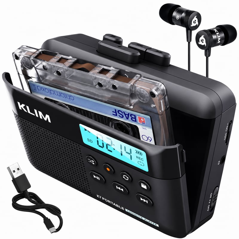 KLIM K7 Kasetofon i snimač – MP3 pretvarač, 16GB SD kartica, ugrađeni mikrofon — bez SD kartice i čitača (stanje: vidi 2. sliku)