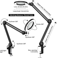 Beyamz LED Nagyítós Lámpa 5x Nagyítással, 125mm Átmérőjű Lencsével, 1100 Lumen, Szabályozható Fényerő, Munkahelyi és Kozmetikai Használatra, 4