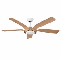 Stropný ventilátor CJOY s LED osvetlením 142 cm, dizajn biele drevo — chybný, na náhradné diely: motor nefunguje (stav: viď 2. obrázok) 1