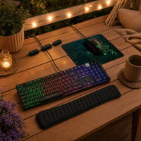 Gaming set na stôl: 1x RGB klávesnica + podložka + LED pásik + 3x organizér + opierka zápästia 1