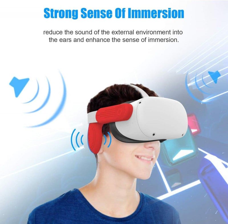 Quest 2 VR Piros Szilikon Fülvédő - Hangminőség Javító AMVR Kiegészítő