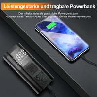 SHTALHST Elektromos Pumpa 6000 mAh Akkumulátorral - 150 PSI Kompresszor LCD Kijelzővel Kerékpárhoz, Motorhoz, Autóhoz - Zseblámpa és Powerba 7