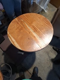 Masă de bistro vidaXL, rotundă, din lemn masiv de acacia, Ø70x75 cm – Defectă, ruptă în două — defectă, pentru piese: blat rupt în două (stare: vezi a 2-a fotografie) 6