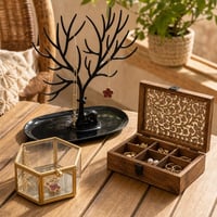 Organizator nakita: 2x kutija za nakit + stalak s pladnjem 1