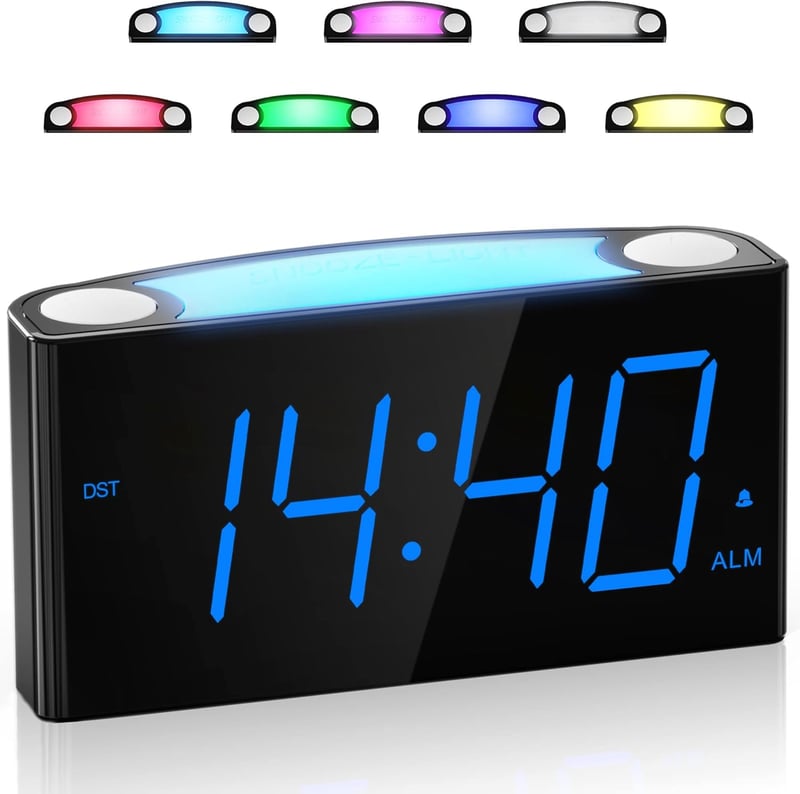 Mesqool Hangos Rezgő Ébresztőóra Ágyrázóval - Nagy Digitális Kijelző, Éjszakai Fény, 2 USB Töltő, Állítható Hangerő, Nagyothalló Felhasználó