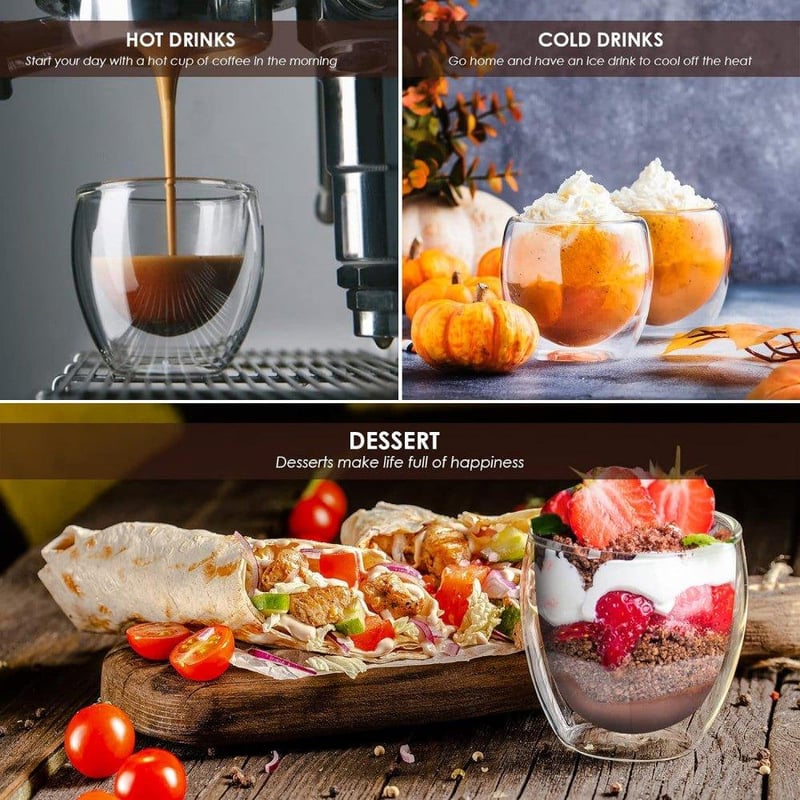 Bodum Duplafalú Latte Macchiato Üvegpohár Szett 4db 250ml - Újracsomagolt