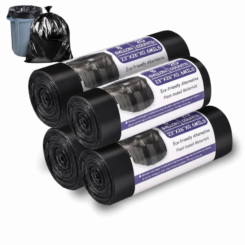 Saci pentru toaletă portabilă Zorplex 30L, negri, impermeabili, etanși, pentru camping și drumeții, 100 bucăți (set incomplet: lipsește 1 rolă) — set de 4 bucăți