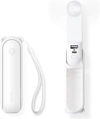 JISULIFE 3 az 1-ben Kézi Ventilátor Powerbank és Zseblámpa Funkcióval - Tölthető USB, 12-19 Órás Üzemidő, Hordozható, Fehér 1