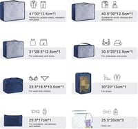 Vízálló sötétkék utazószervező szett 10 db - bőröndrendező táskák ruháknak, cipőknek 3