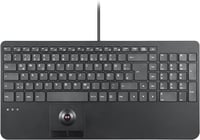 Perixx PERIBOARD-538 Kompakt Vezetékes USB Billentyűzet Beépített Trackball-lal, Ollós Mechanizmus, 2 USB Hub, Numerikus Billentyűzet, Német 1