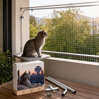 Bezpečný balkón pre mačky: teleskopická tyč + 10×3 m priehľadná sieť 1