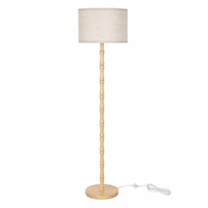 LuminexDesigns Boho Tölgyfa Állólámpa Bézs Textil Ernyővel, Skandináv — hibás, alkatrésznek: nem kapcsol be (állapot: lásd a 2. képet)