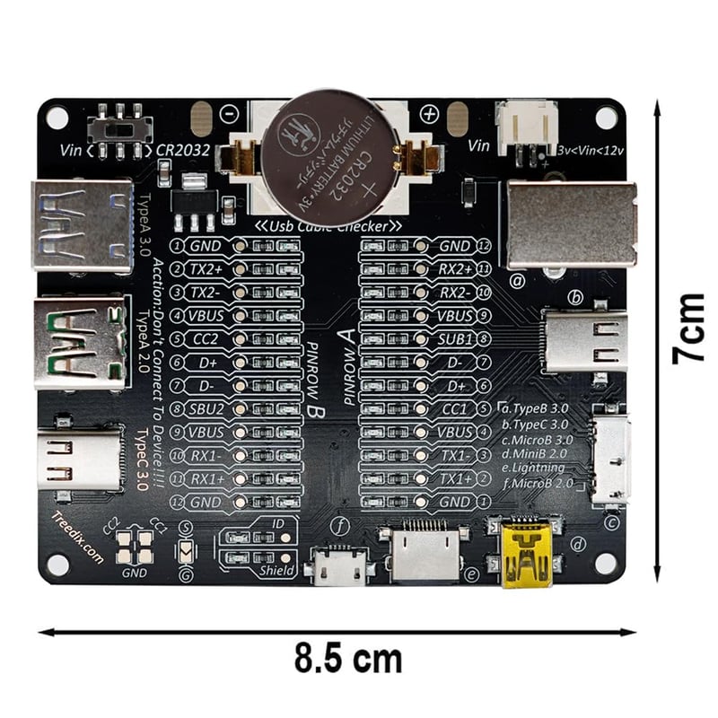 Treedix USB-kábelteszter - Gyors ellenőrzés minden típushoz (USB-C, A, B, Micro, Mini, Lightning)
