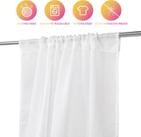 VOSAREA Fehér Pamut-Len Fényáteresztő Függöny Nappali és Hálószoba Dekorációhoz, Átlátszó Voile Anyag, 100 x 200 cm 8
