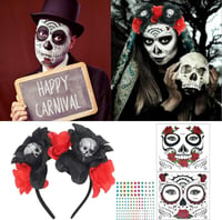 Halloween Szett: Fejpánt és Arc Tetoválás Strasszokkal - Unisex 4