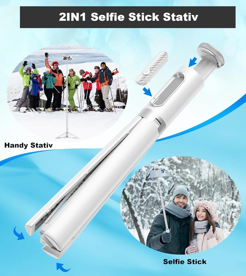 TONEOF 152cm-es Fehér Alumínium Szelfibot Állvány iPhone és Android Telefonokhoz, Vezeték Nélküli Távirányítóval - 173cm, Beige Grey