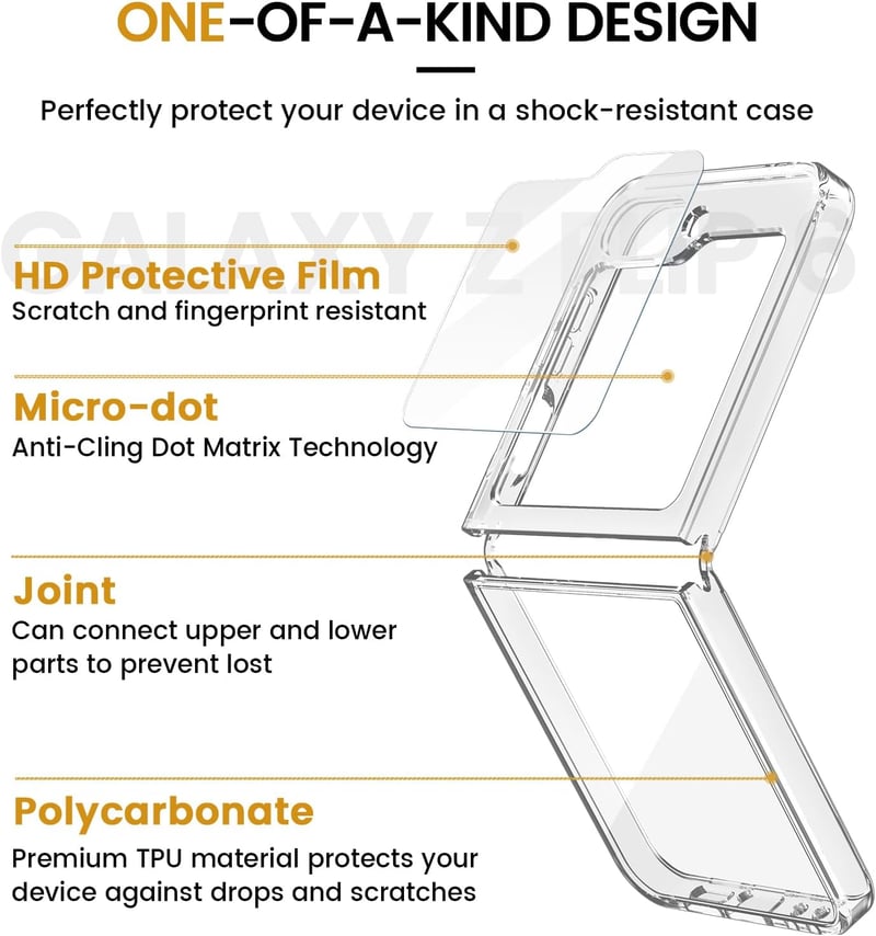 Doeshine Átlátszó Tok Samsung Galaxy Z Flip 7 FE/Z Flip 6 Telefonhoz - Ultravékony Szilikon TPU Védőtok Beépített Kijelzővédővel, Ütésálló P