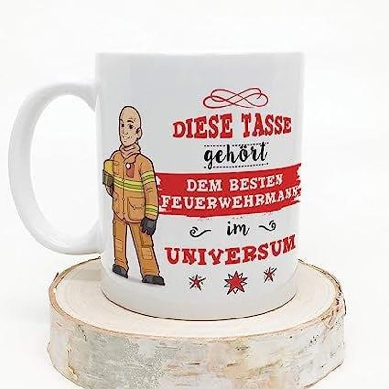 Tűzoltóknak szánt Mugffin bögre német felirattal