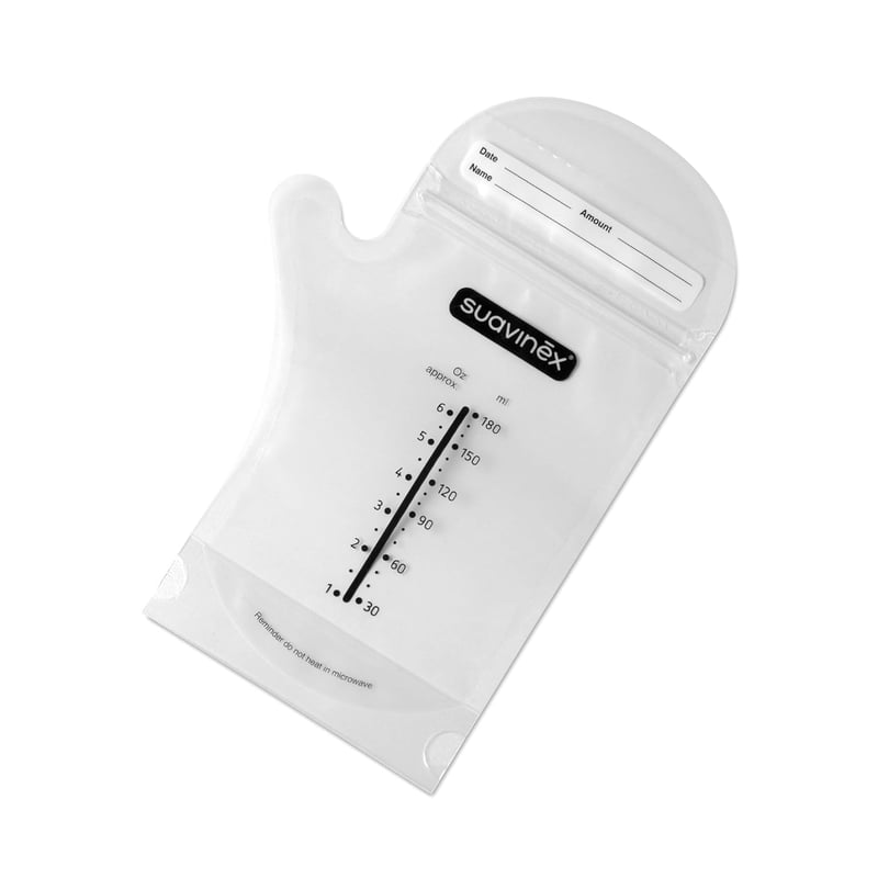 SUAVINEX Anyatej Tároló Zacskó 180ml - 25db Kiöntőcsőrrel, Mérőskálával, BPA-mentes, Fagyasztható, Négyzet Alakú