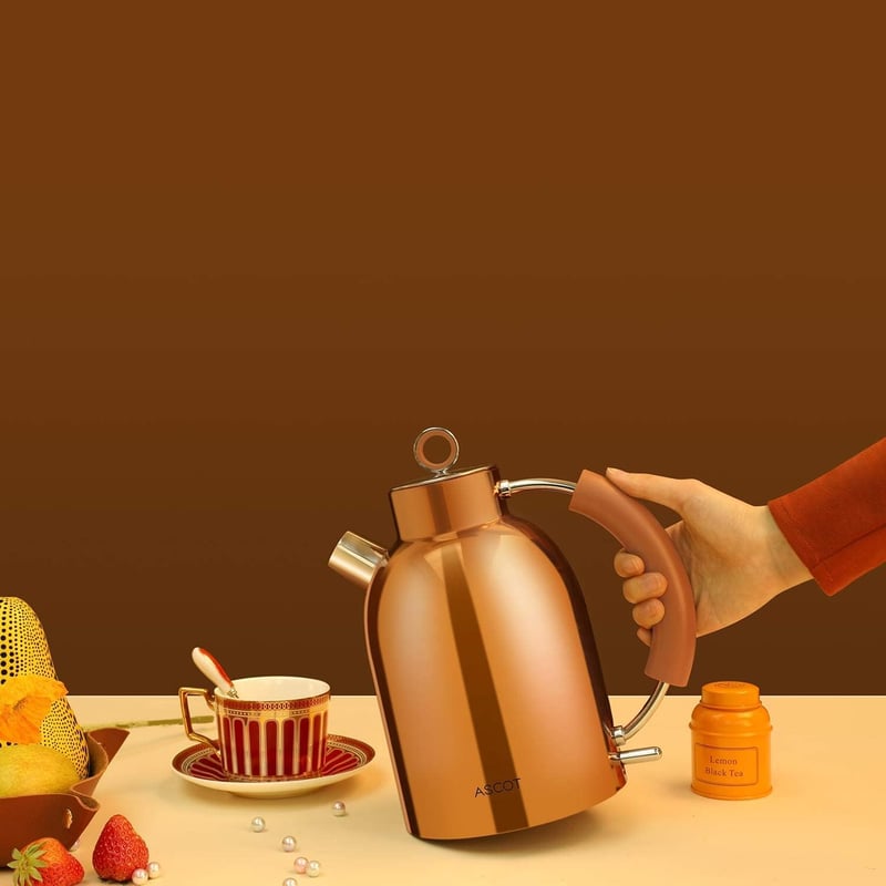 ASCOT Retro Vízforraló Rozsdamentes Acél 1,5L - Rózsaarany, Automata Kikapcsolás
