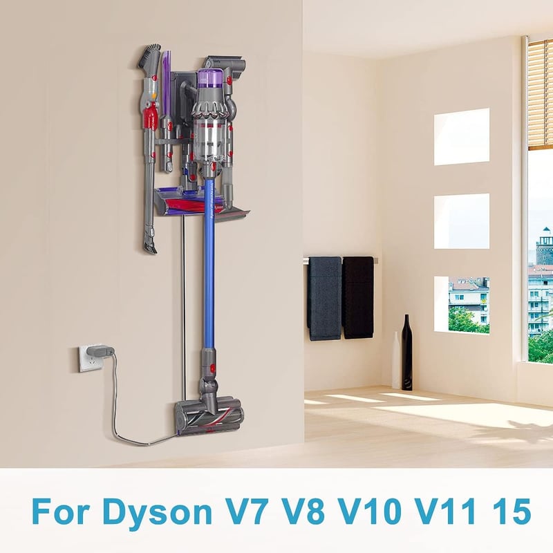 DrRobor Fali Tartó Dyson V7 V8 V10 V11 V15 Porszívókhoz - 9 Tárolórekesszel, Prémium Műanyag, Hordozható Kiegészítő