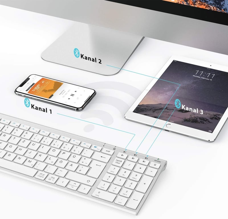 iClever BK10 Bluetooth Billentyűzet QWERTZ Német Vezeték Nélküli Újratölthető