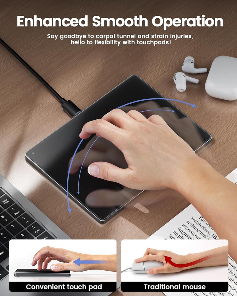 seenda Érintőpad Mac és Windows Rendszerekhez - Precíziós Fém Trackpad Multi-Touch Vezérléssel, Vezetékes Touchpad MacBook/PC/Laptop Eszközö