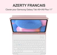 SENGBIRCH Bluetooth Billentyűzetes Tok Samsung Galaxy Tab A9+ 11" (2023) Tablethez - Levehető AZERTY Billentyűzet, Rózsaszín, Háttérvilágítá 3