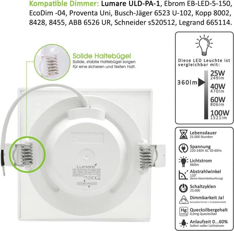 Philips szabályozható LED süllyesztett spotlámpa, 6W, IP44, fehér