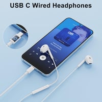 USB-C vezetékes fülhallgató mikrofonnal – iPhone 15, Samsung S24/S23, iPad és más készülékekhez, HiFi sztereó hangzás, fehér 5