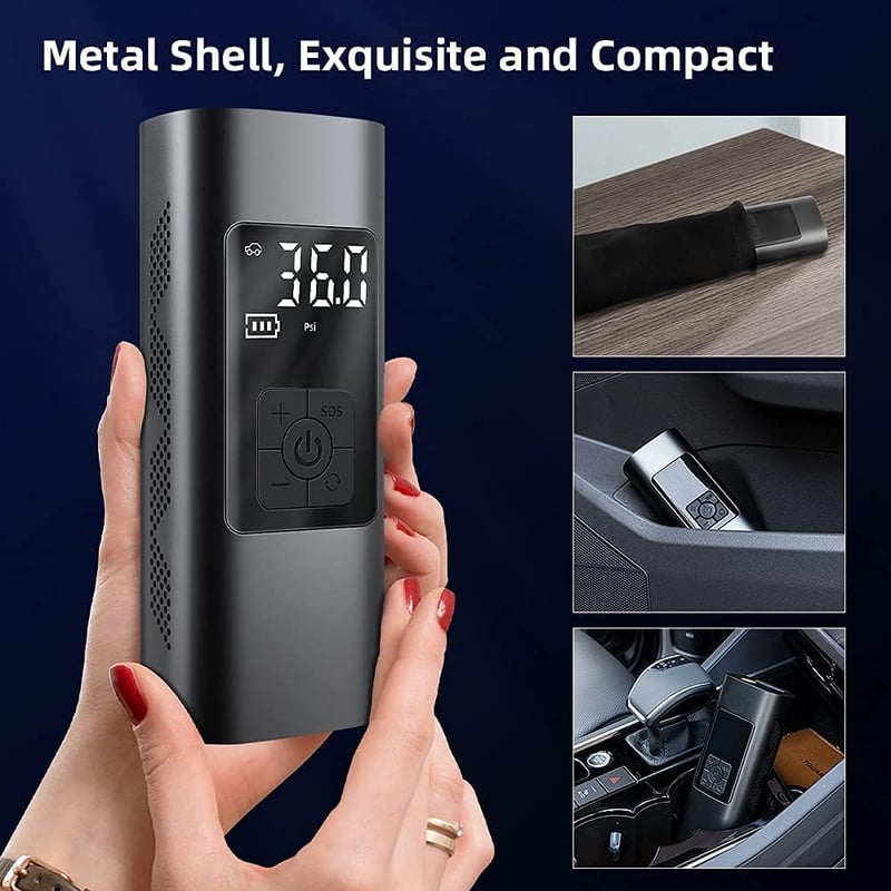 Gyors Elektromos Pumpa 6000mAh - 150PSI Kompresszor Autóhoz, Biciklihez, Motorhoz LED-del