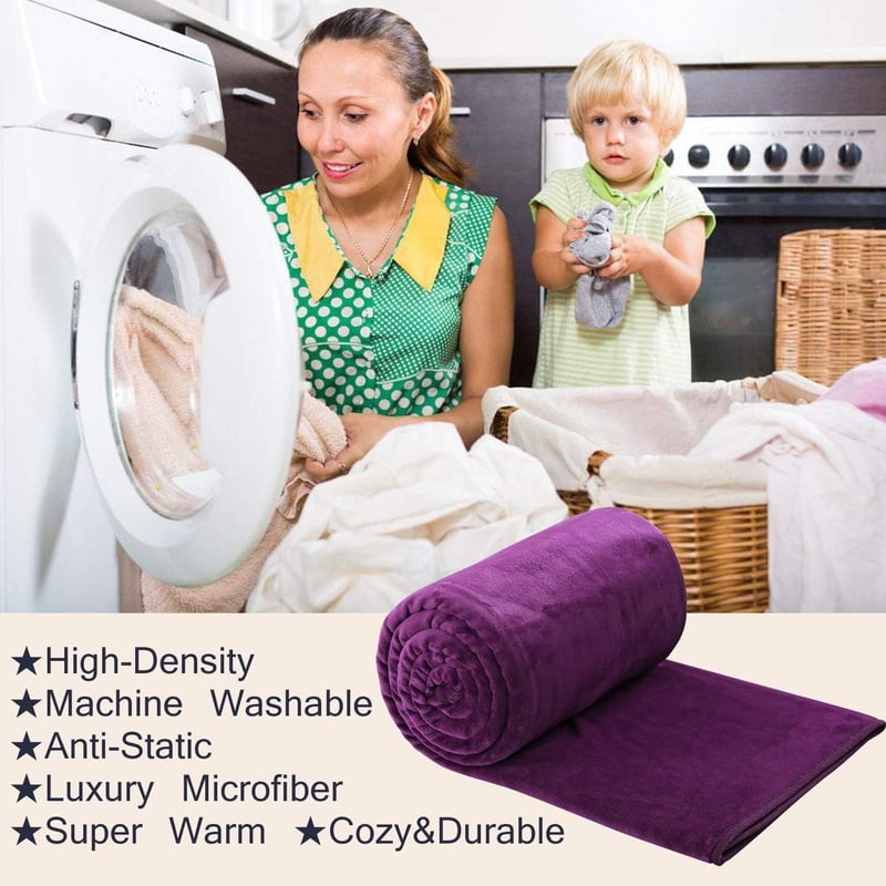 HOZY Lila Puha Plüss Takaró 150x200cm - Meleg Fleece Ágytakaró és Kanapévédő