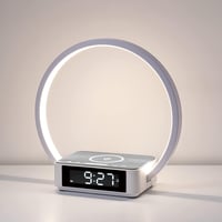 WILIT LED éjjeli lámpa 10W vezeték nélküli töltővel, ébresztő funkcióval, 3 fényerőszinttel - szürke 1