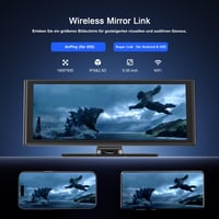Avylet 9,26" Vezeték Nélküli CarPlay Kijelző Apple CarPlay & Android Auto Támogatással, IP67 Tolatókamerával, GPS Navigációval, Bluetooth 5